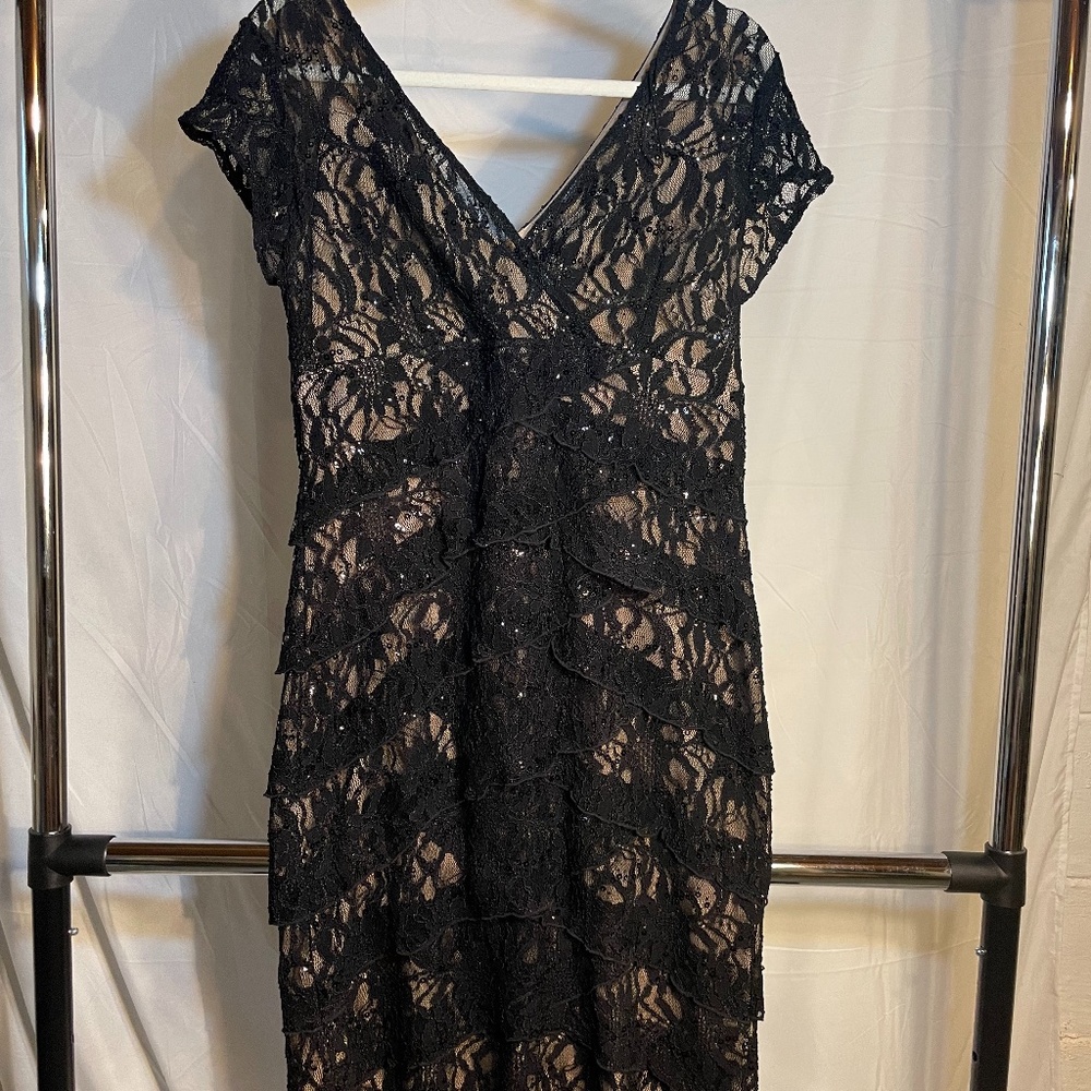 Only Worn Once Boutique Black Lace Cocktail Dress size 14